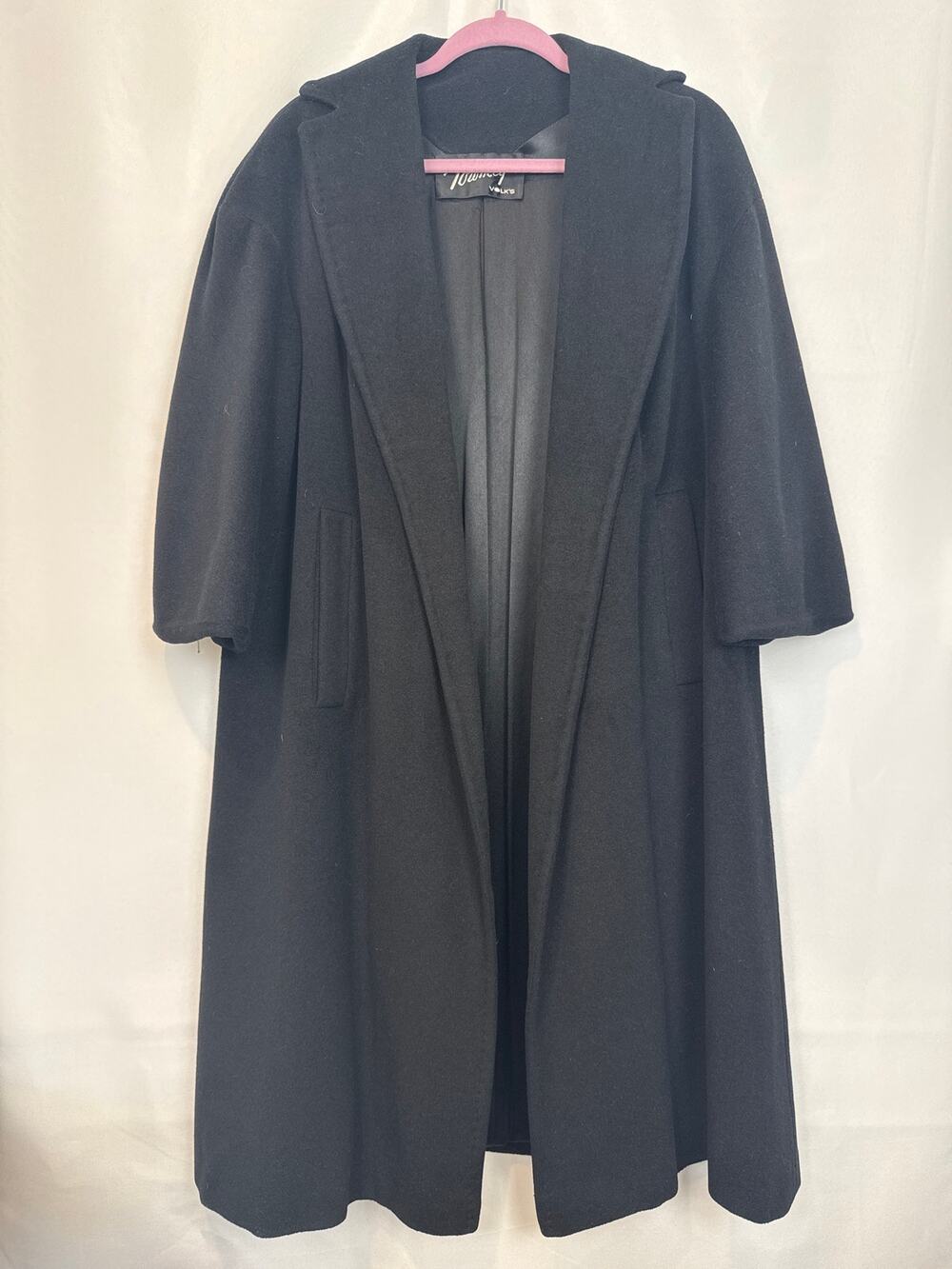 Townley by Volks Vintage Black Wool Swing Coat Union Made Size L Swing  Classic